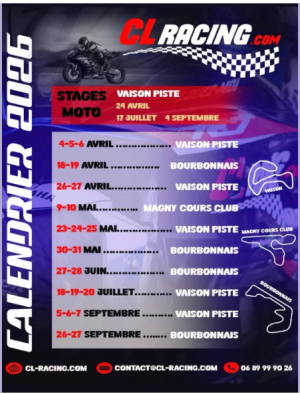 CL Racing - notre calendrier de roulage 2026